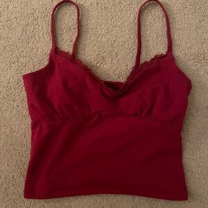 Hollister Red Lace Trim Tank Top